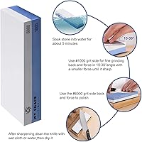 Vista 2 de Whetstone Knife Sharpening Stone Set, Premium 2-Sided Whetstone Sharpener 1000/6000 Grit Whetstone Kit with Non-Slip Bamboo Base and Silicon insert