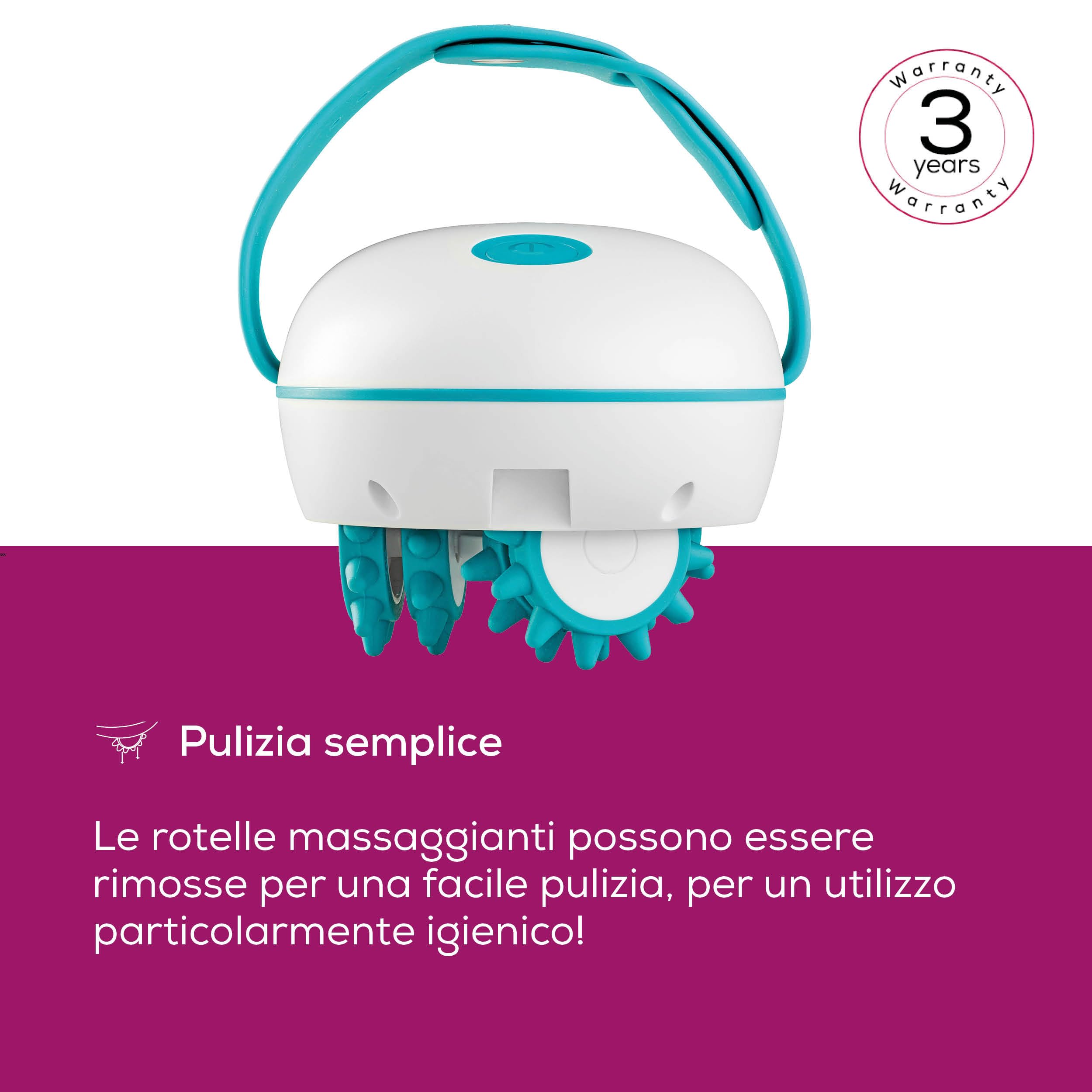 Beurer CM 51 Massaggiatore anticellulite per una pelle più soda, efficace massaggio del tessuto connettivo, rullo massaggiante elettrico con 2 livelli di intensità e impugnatura regolabile