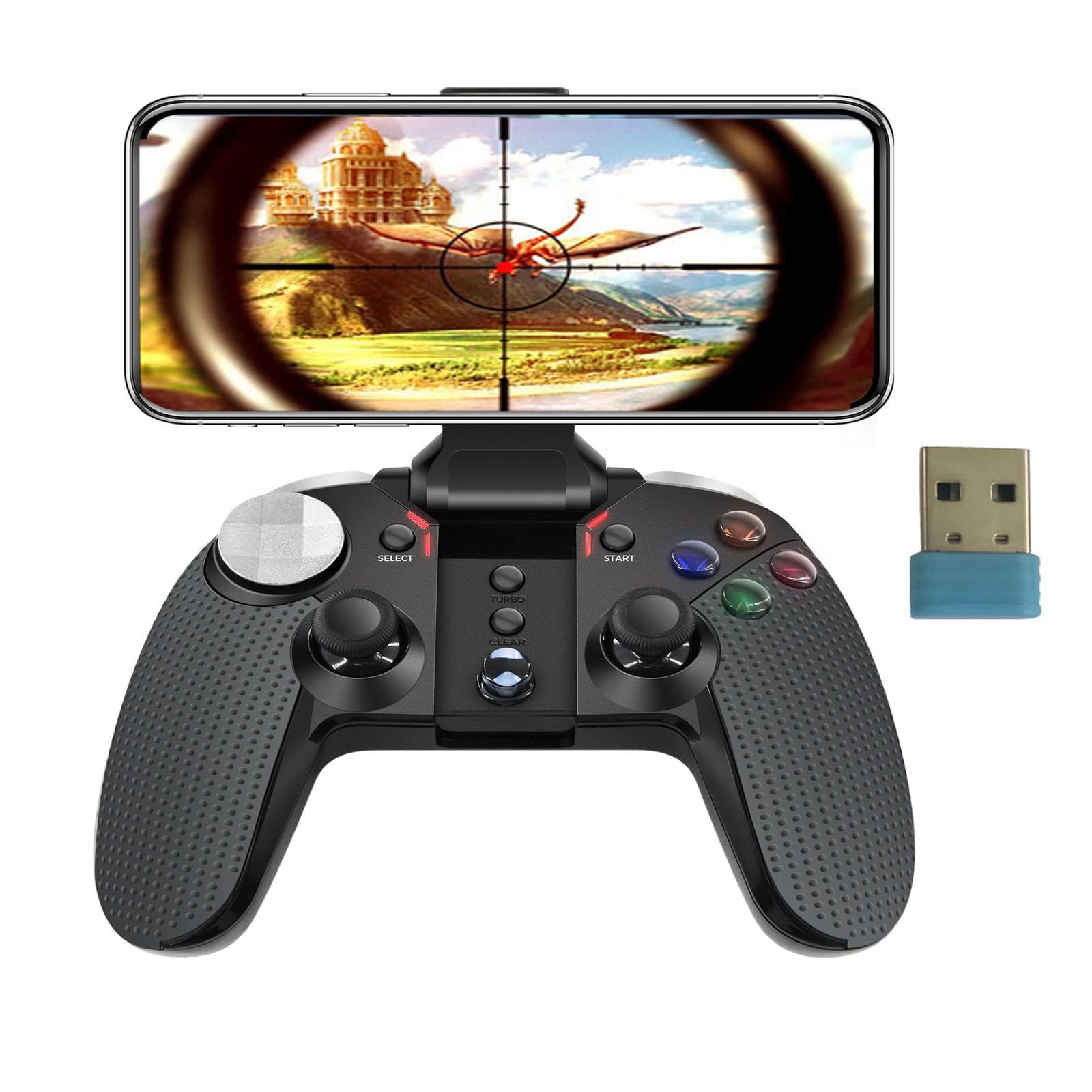 Sponsored Ad – Azonee, Bluetooth Mobile Game Controller for iPhone, Tablet, TV Box, with Xinput and USB Receiver, Phone Clip, Wireless Gamepad Support for Android, iOS11.0-13.3.1, 6-Axis, Vibration