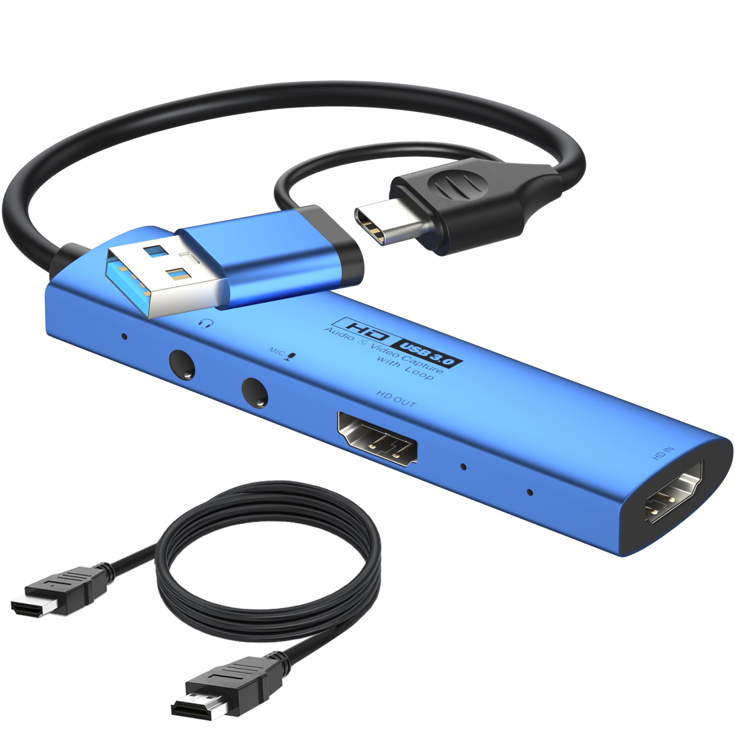 YCE HDMI + micrófono a USB/tipo C + tarjeta de captura de audio Vedio 4K HMDI a USB 3.0 A/tipo C, adaptador de captura de videojuegos para edición de vídeo/juegos/transmisión/enseñanza en línea