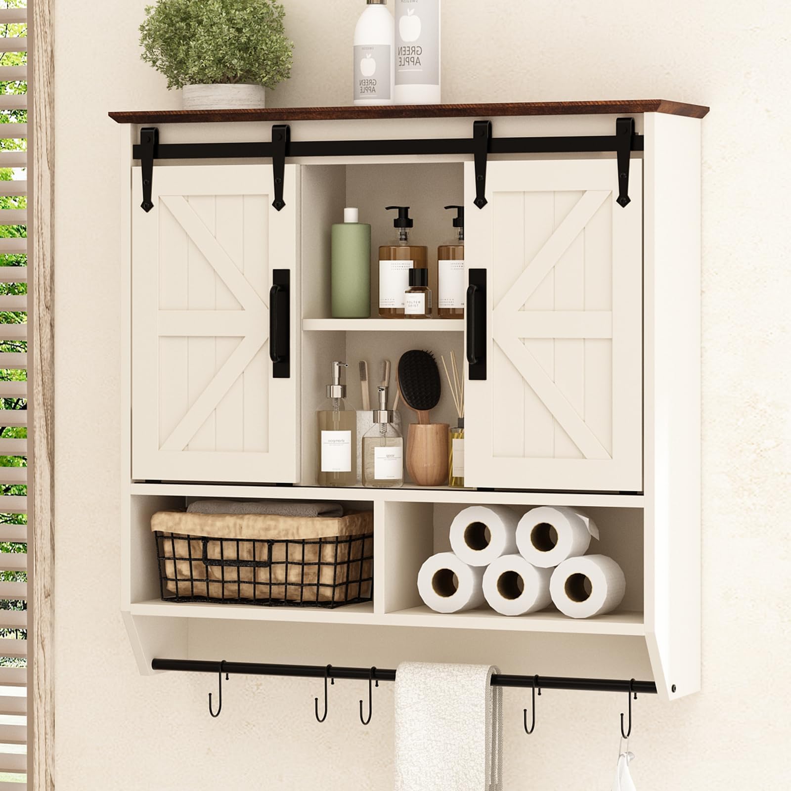 RUSTOWN Farmhouse Barn Door Cabinet
