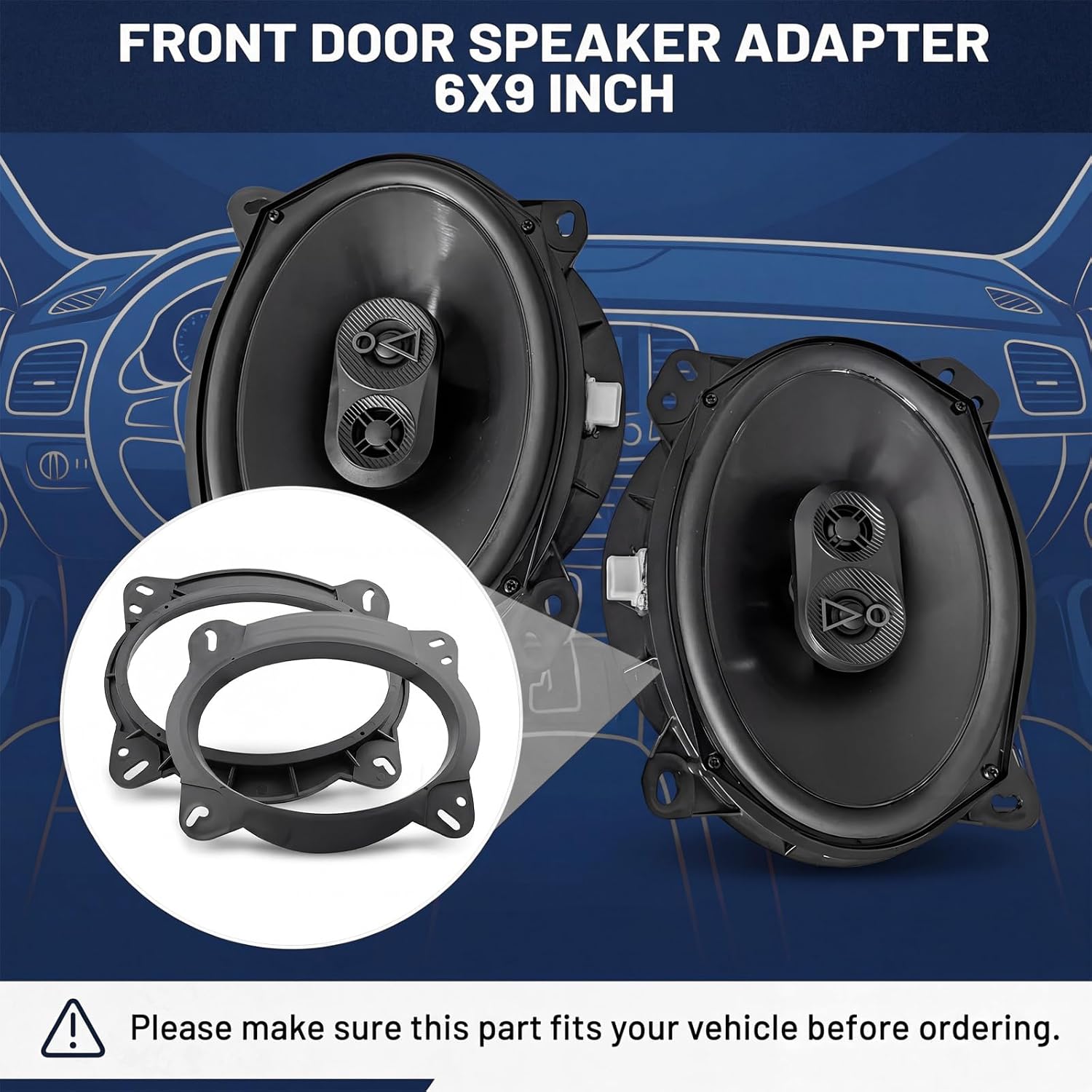 82-8146 Speaker Adapter 6" x 9" for Select 2002-UP Lexus and Toyota Scion Subaru Nissan Vehicles, for Front Door Speaker (1Pair)