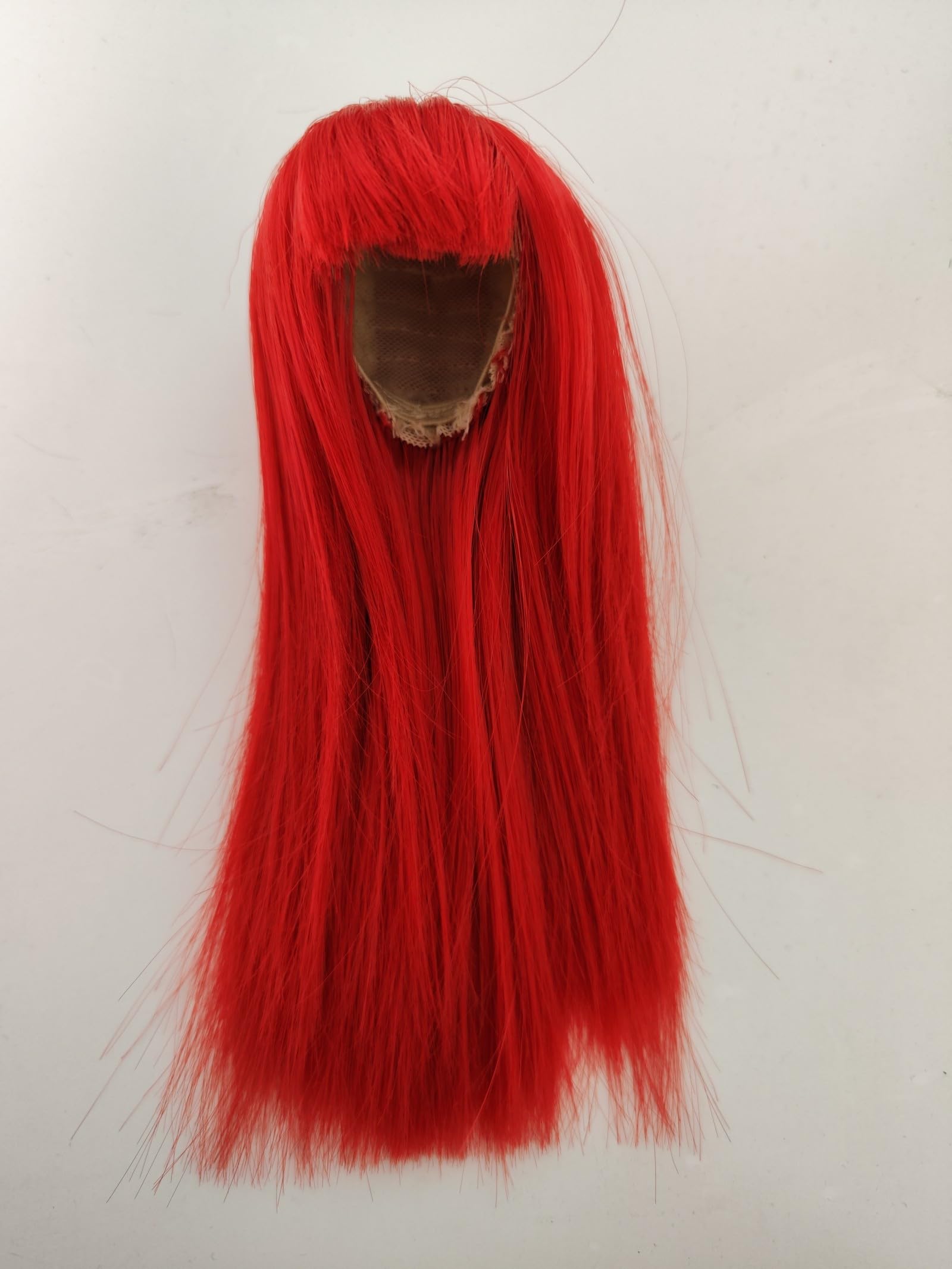 1/8 bjd Wig Head Circumference 5.5-6inch(14-15cm) high Temperature Fiber Long Straight red Hair with Bangs