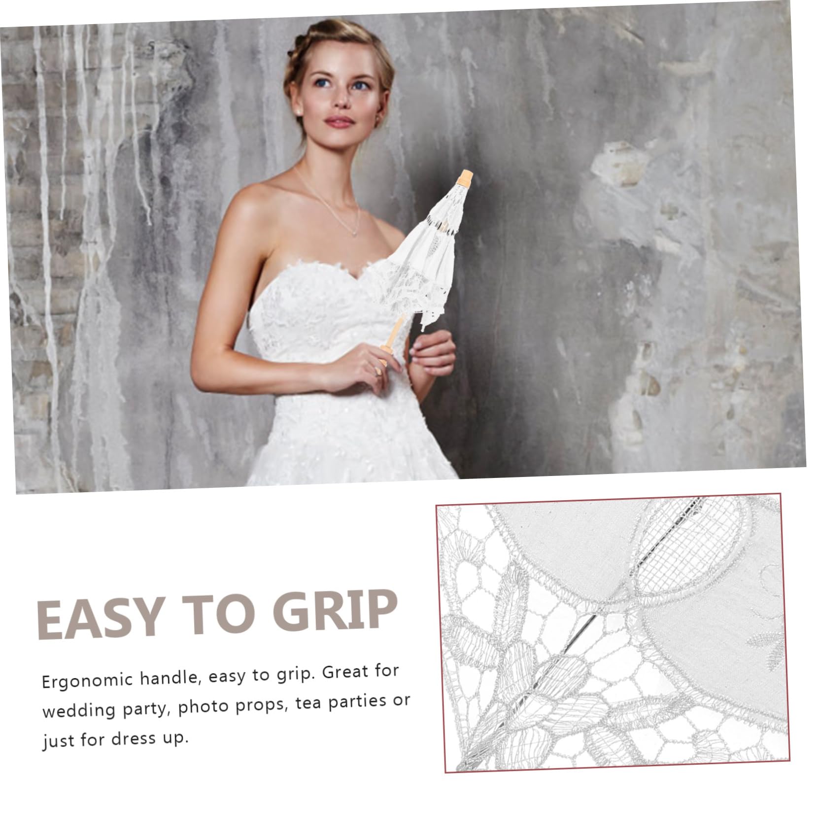 VALICLUD 2pezzi Ombrello Pizzo Per Sposa Ombrello Leggero e Portatile Con Manico Ergonomico Per Matrimoni e Fotografie Eleganti