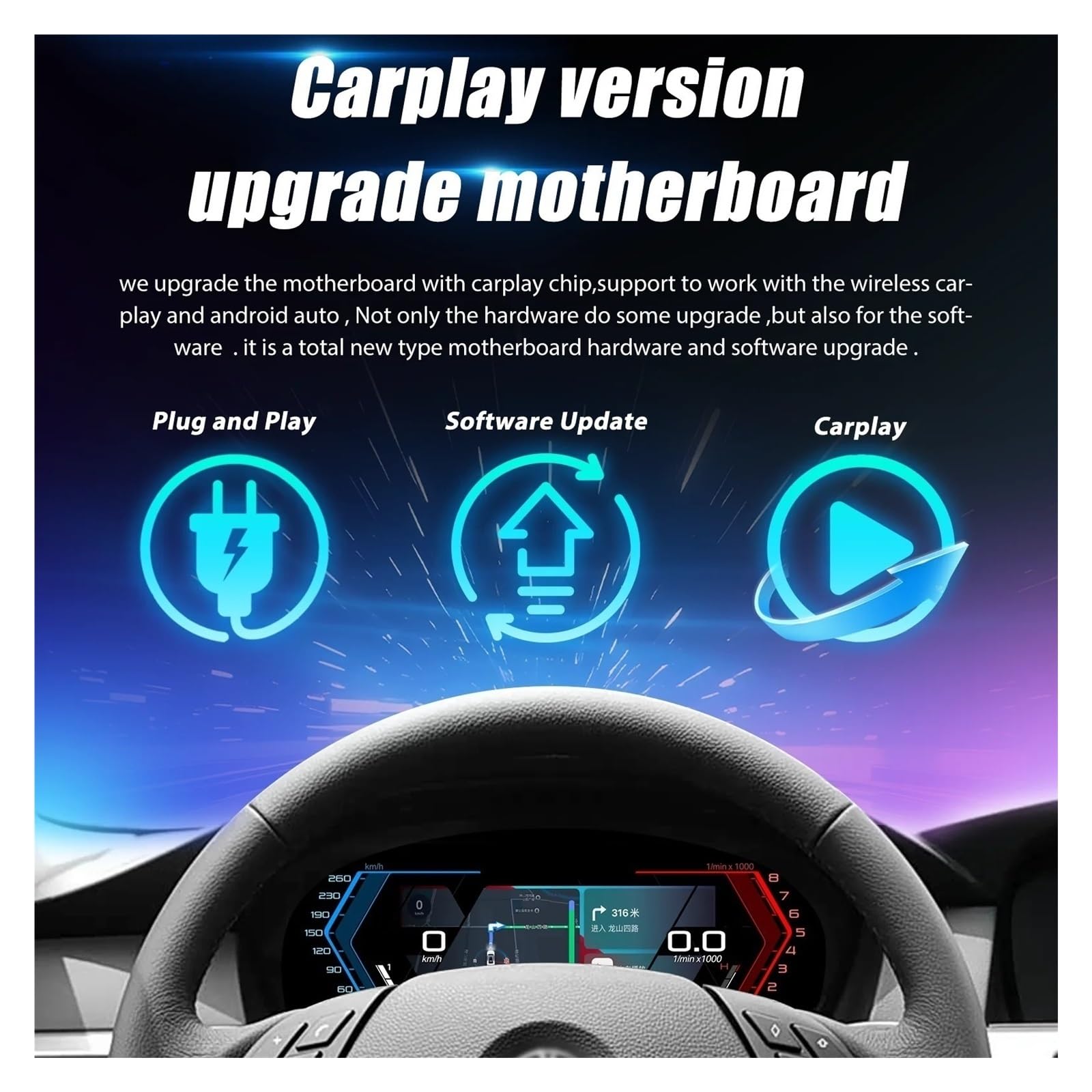 Cruscotto LCD da 11 pollici compatibile con BMW Serie 3 E90 E91 E92 2005-2012 anni Supporto Carplay Pannello Virtuele Tachimetro cabina di pilotaggio(Black)