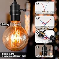 Vista 3 de Venforze Reemplazo de enchufe de lámpara de 3 vías, base E26 con certificación UL, perilla giratoria para ajustes de luz baja-media-alta, piezas