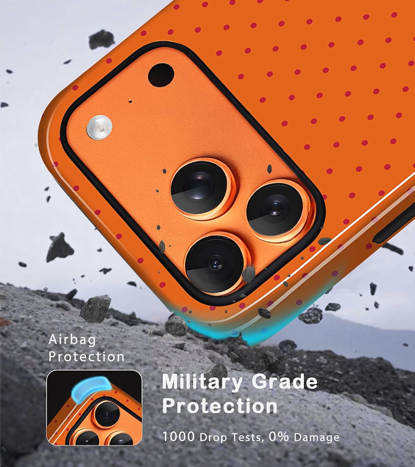 for iPhone 17 Pro Cute Polka Dot Phone Case, Orange image 5