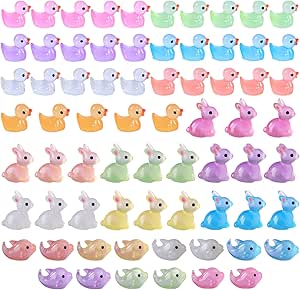 FONHREW 75 Stück Leuchtende Tierfiguren - Mini Harz Tiere Für Deko & DIY