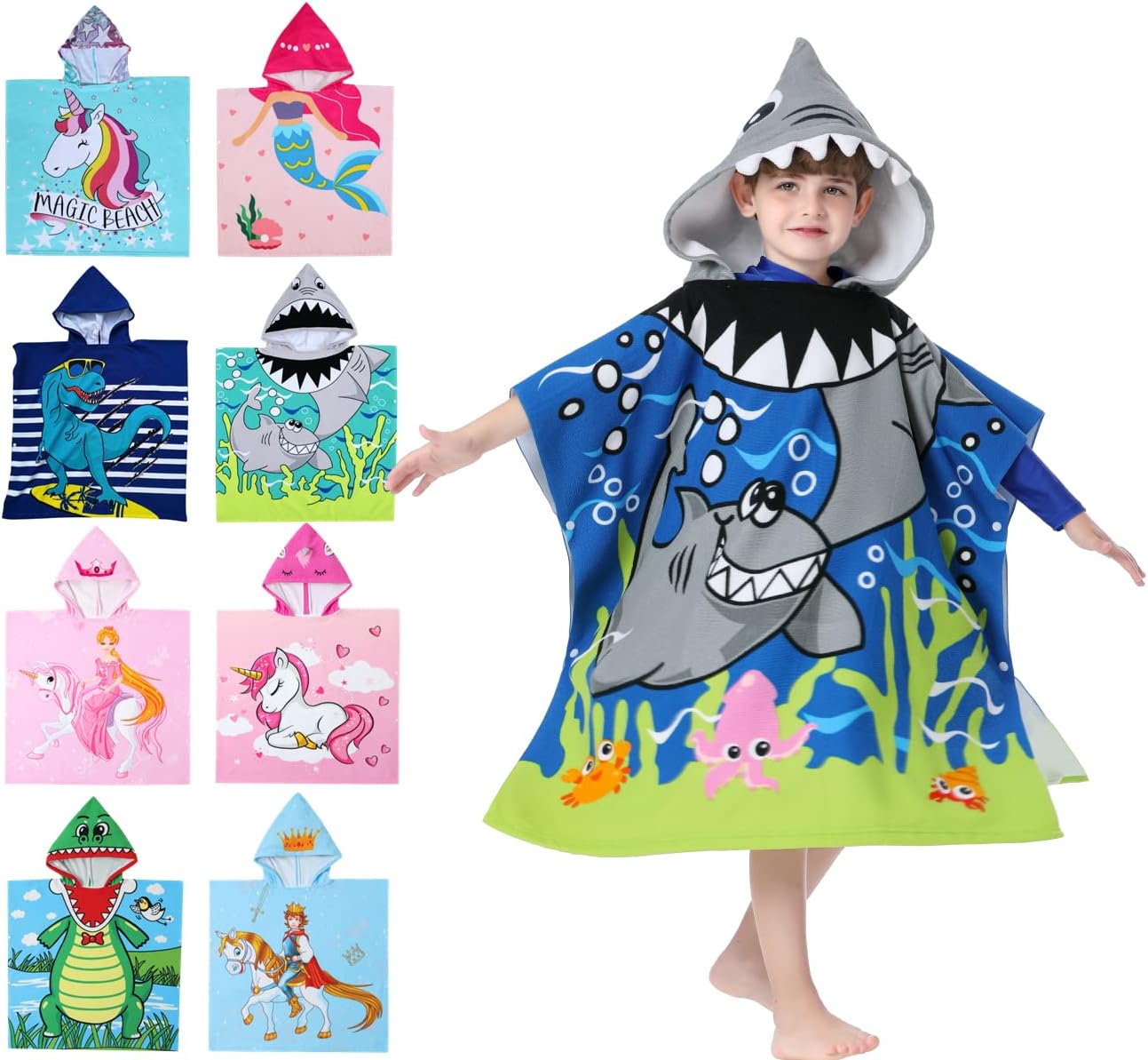 Big Pink Mermaid Kids' Bath Towels Soft Microfiber Swim Cover-ups for 3 to 10 Years Old Girls Beach Pool