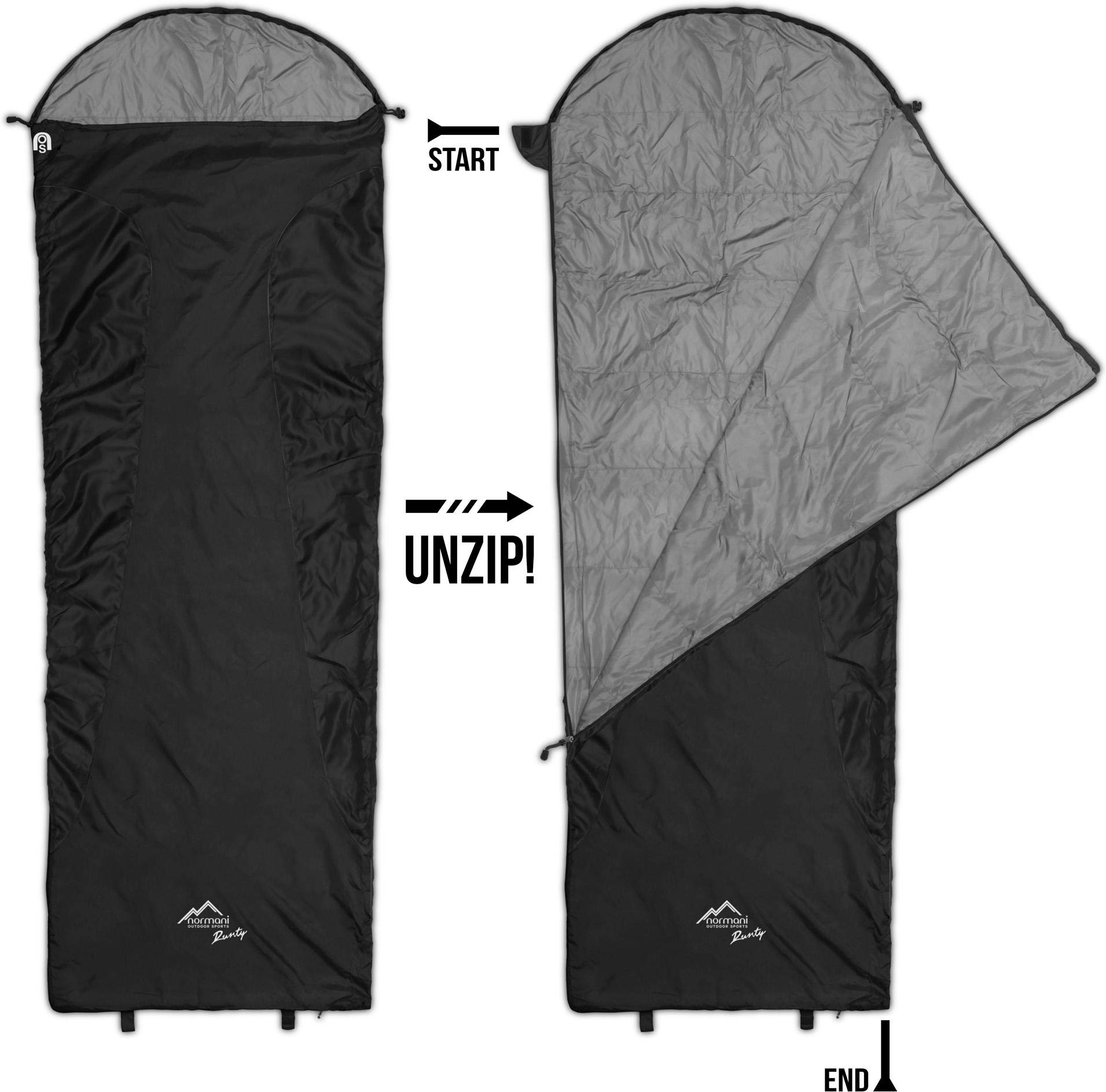 normani Ultralight Schlafsack Runty KOMPAKTE GRÖßE! 3D Mikrofaser Microtech Füllung, wasserdichter Sommerschlafsack