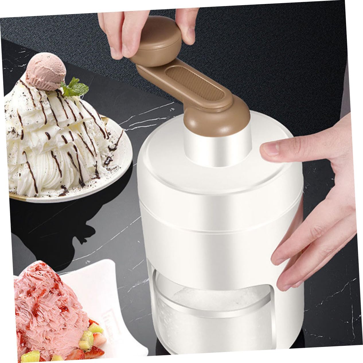 IMIKEYA Hand Crank Manual Shaved Ice Maker for Home Use Gadget for Drinks and Desserts Easy to Use Labor-saving Design