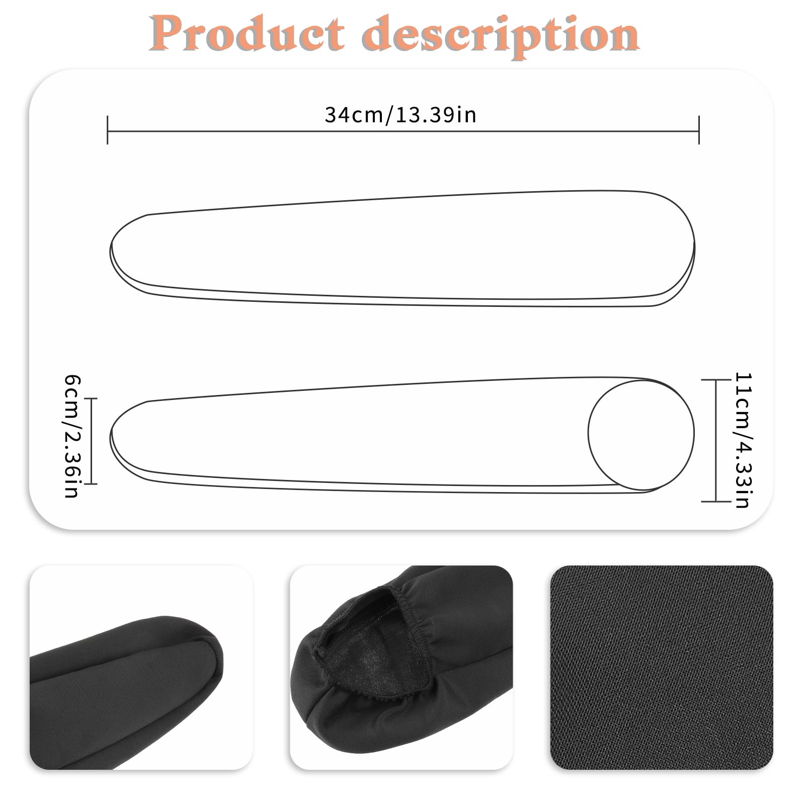 Copribraccioli Auto Universale Moyishi, In Tessuto Elastico Nero, Misura 35,6x10,2x6,3 Cm