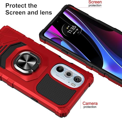 Miniatura 6 de Funda para Motorola Moto Edge Plus 2022 con anillo de soporte, soporte magnético de grado militar para Edge + 2022, funda protectora a prueba de