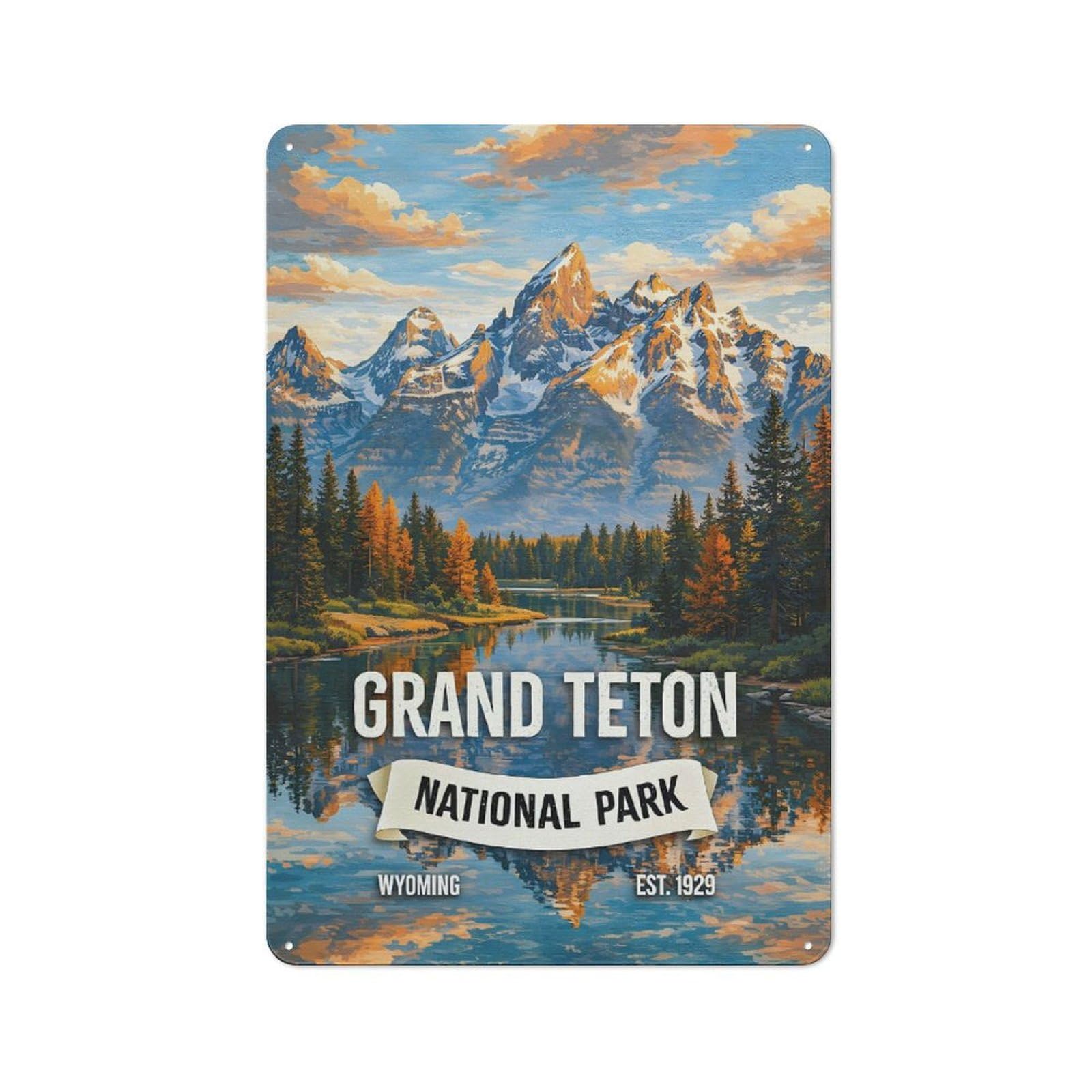 Junmoney Style-17 Grand Teton National Park Vintage Printed Metal Sign 30X20cm For Workshop Wall, Suited To Metal Sign Collectors, For Retro Home Interiors