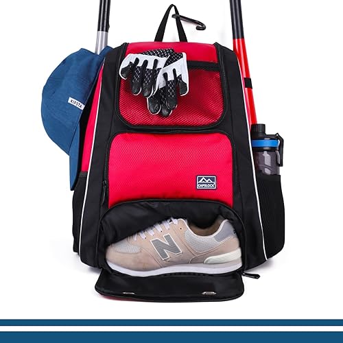 Miniatura 5 de Baseball Bat Bag Backpack,T-Ball & Softball Bat Bag with Shoes Compartment for Youth and Adult, Lightweight Baseball Bag with Fence Hook Hold Bat,
