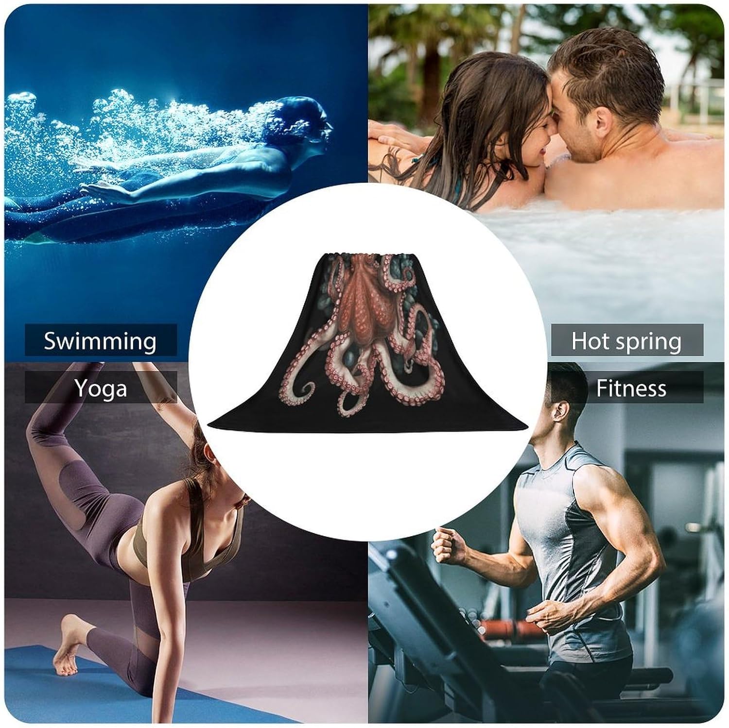 Octopus Intertwined Towel Vacation Accessories Essentials Soft Lighterweight，Bath Towel for Adults Women Men，Bath Towels Gift for All Occasions, Machine Washable.