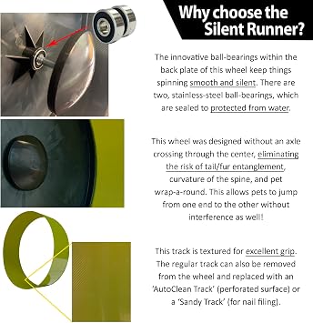 Silent Runner 12 Wide + Cage Attachment - Silent, Fast, Durable Exercise Wheel - Sugar Gliders, Degus, Rats, Hedgehogs, Prairie Dogs & Small Pets