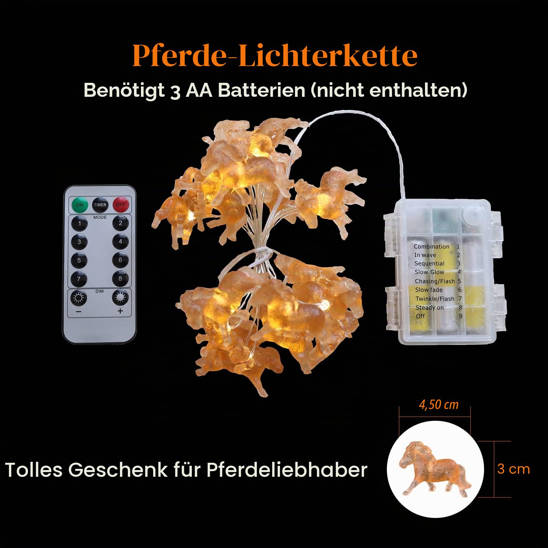Fairy Pony Lichterkette, einzigartiges dekoratives Licht, Pferd, Geschenke für Mädchen, niedliche Lichter, 20 LEDs, 2,4 m, batteriebetrieben, für Geburtstag, Pferdeliebhaber, Weihnachten