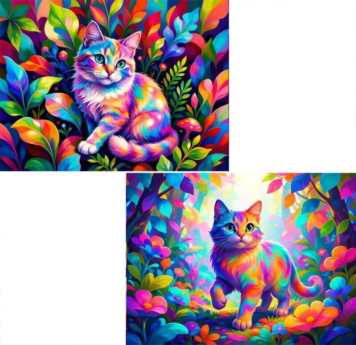 Zestaw do malowania diamentami 5D dla dorosłych kot 2 sztuki 95 x 70 cm L