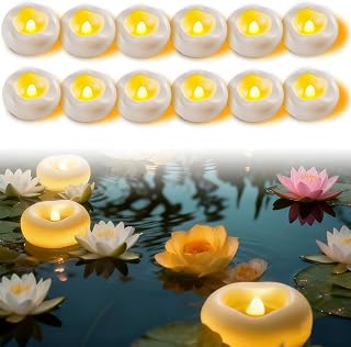 12 velas flotantes LED, velas flotantes blancas, sin llama, velas flotantes, funciona con pilas, velas de agua para piscinas, decoración de bodas, jarrones, decoración del hogar