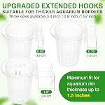 Borlech New Upgraded Large Aquarium Plant Holder with 1.57-inch Extension Hooks and Suction Cups for Fish Tank Aquaponic Plant Cultivation and Aquascape Accessories Decorations (4 Pack) Transparent