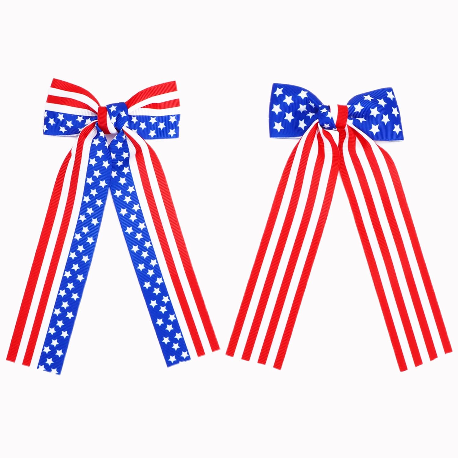 4th of July Patriotic Hair Bows for Girls & Women, American Flag USA Stars Stripe Hair Bow Clips Red White Blue Fourth of July Cheer Hair Accessories for Independence Day, (3.5 * 7.5) Inch - Image 7