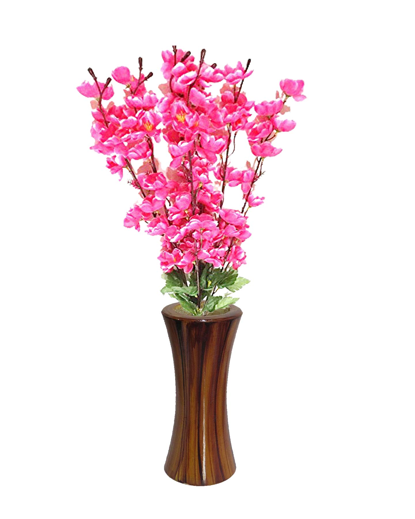 Logro Artificial Flowers for Home Decoration Pot with Pink Blossom (in 1 Bunch 7 String)(Pink)