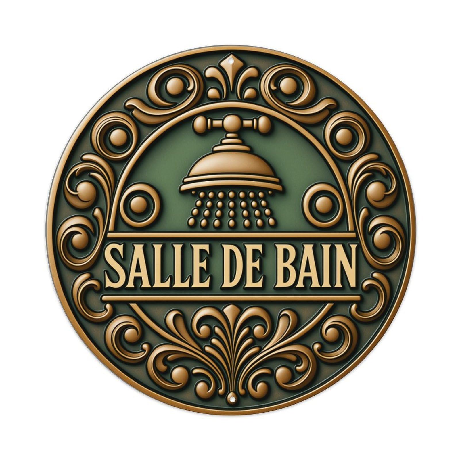 Ornate Circular Design With Shower Symbol Round Tin Sign Vintage Metal Sign Home Bar Garden Indoor & Outdoor Wall Decor Retro Metal Poster 8x8 Inch