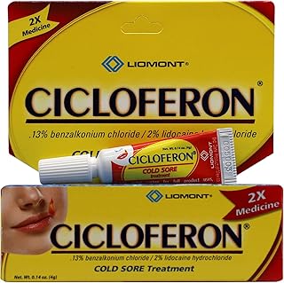 Cicloferon Cold Sore Treatment Gel, Cold Sore Symptoms, Clear Gel, 0.14 Oz, Tube.