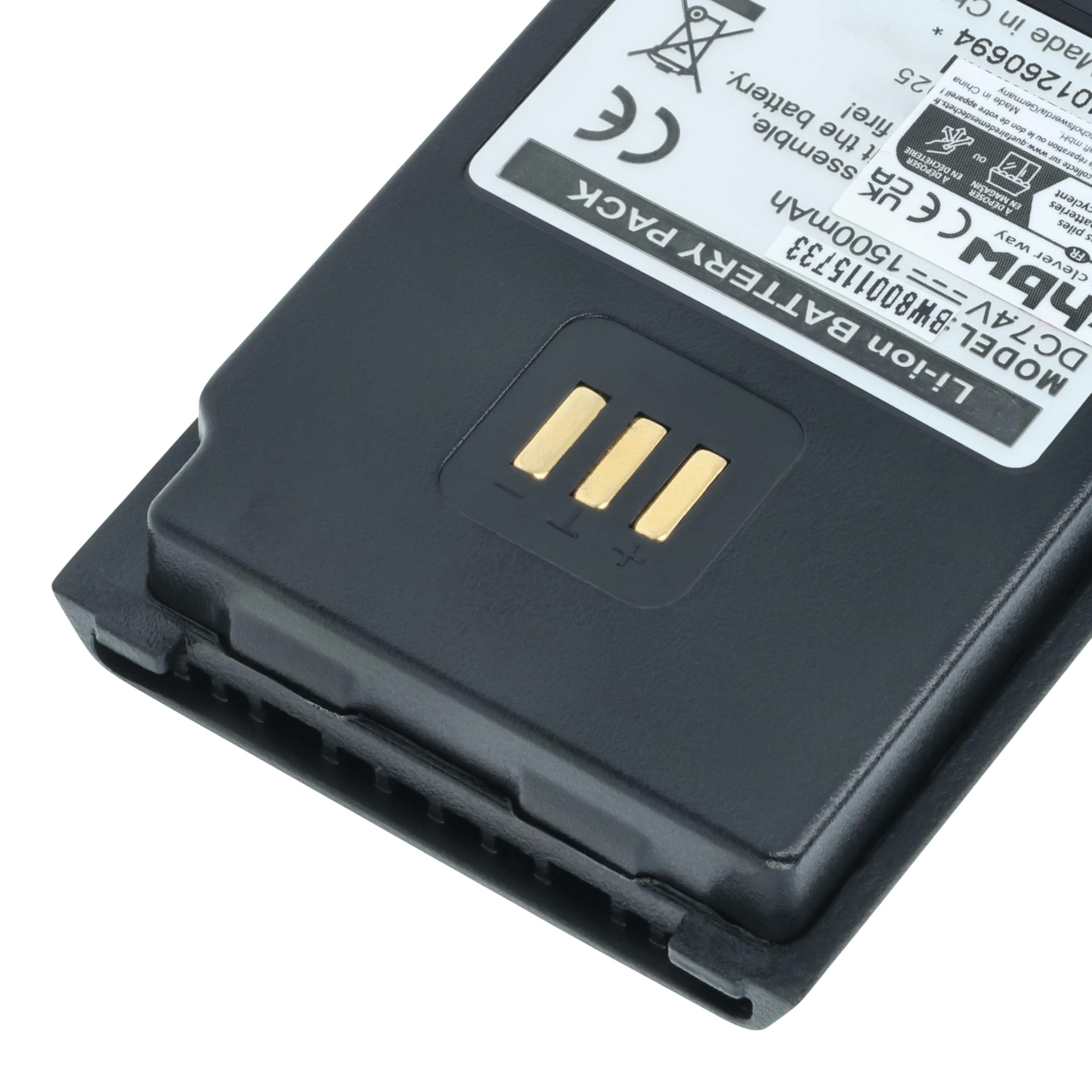 vhbw 2x batteria compatibile Hyt/Hytera PD502 PD560 UL913 PD506 PD505 PD502i-UL PD500 UL913 radio 1500mAh 7,4V Li-Ion
