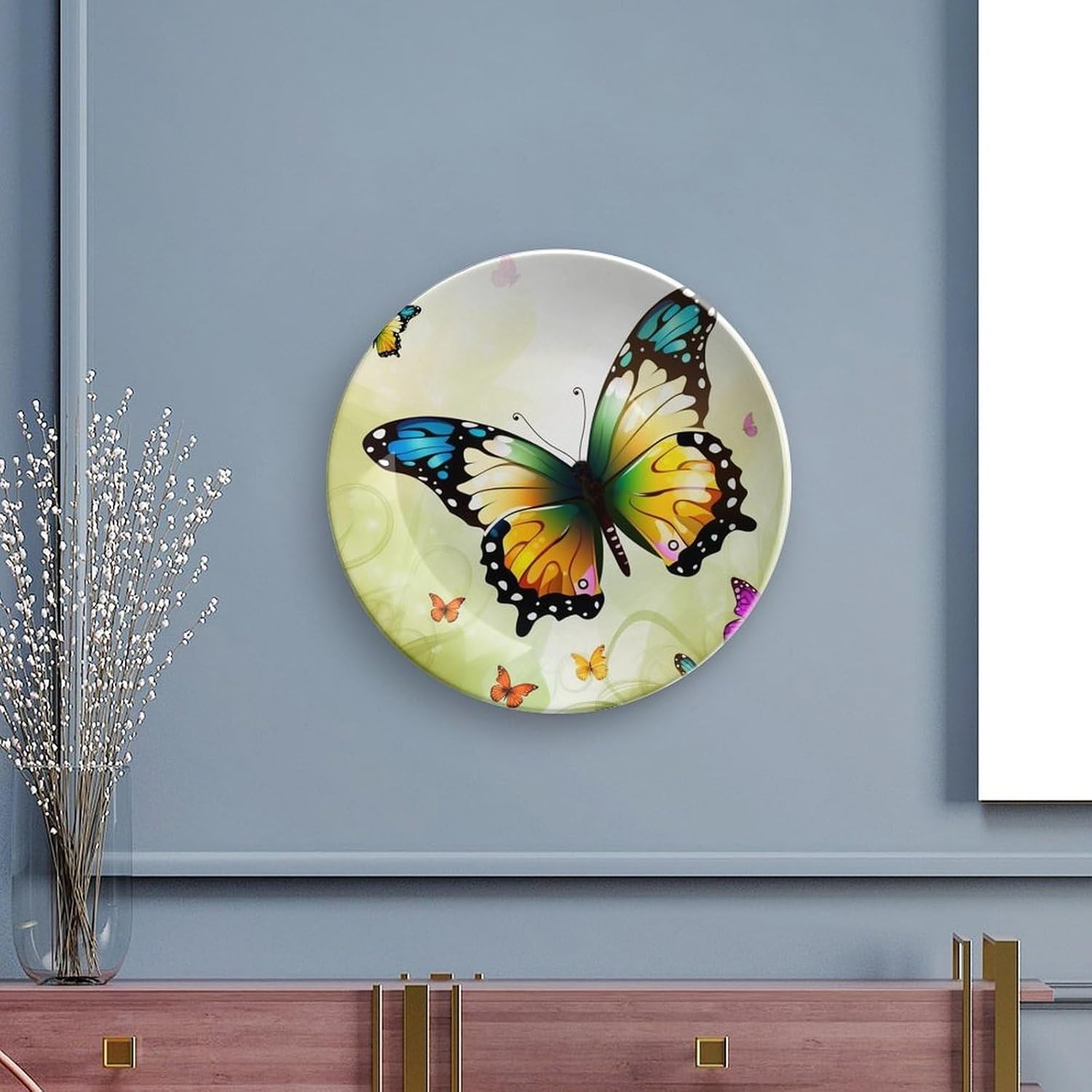 Beautiful Butterfly Ceramic Decorative Plate for Home, Bone China Plates