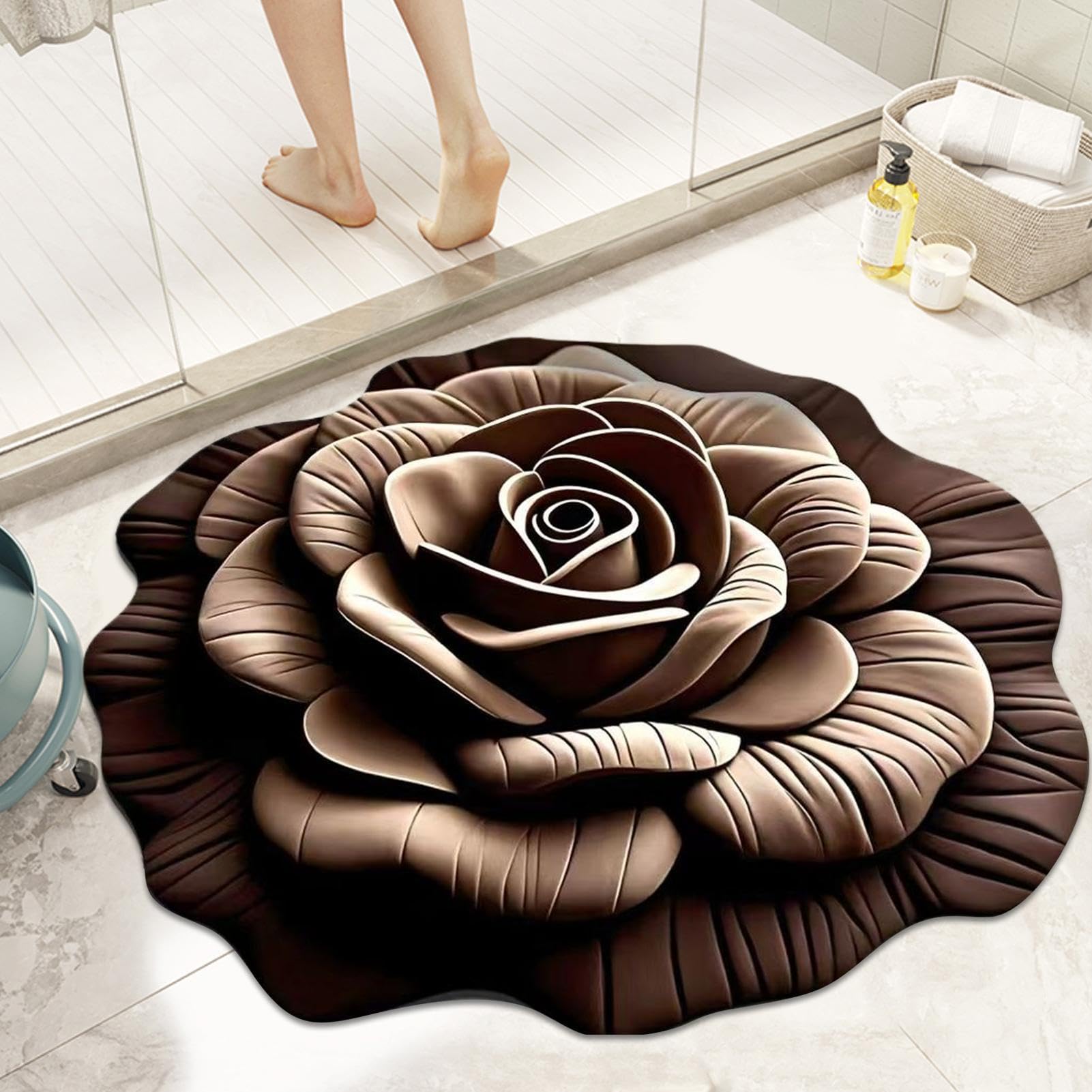 Tappetini Antiscivolo per Bagno Assorbente Antiscivolo Motivo Floreale 3D | Riusabile per Ingressi Porte Corridoi