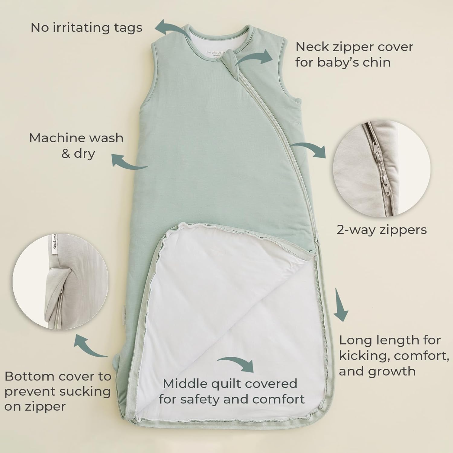Sleep Sack 1.0 Tog - Rayon made from Bamboo Baby Sleeping Bag, Wearable Blanket, Unisex - Image 4
