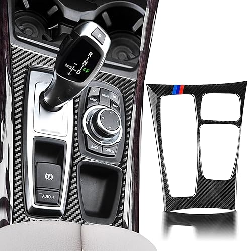 Miniatura 7 de Pacify Cubierta del panel de la palanca de cambios de fibra de carbono, control central, panel de cambios, adhesivo protector compatible con BMW X5