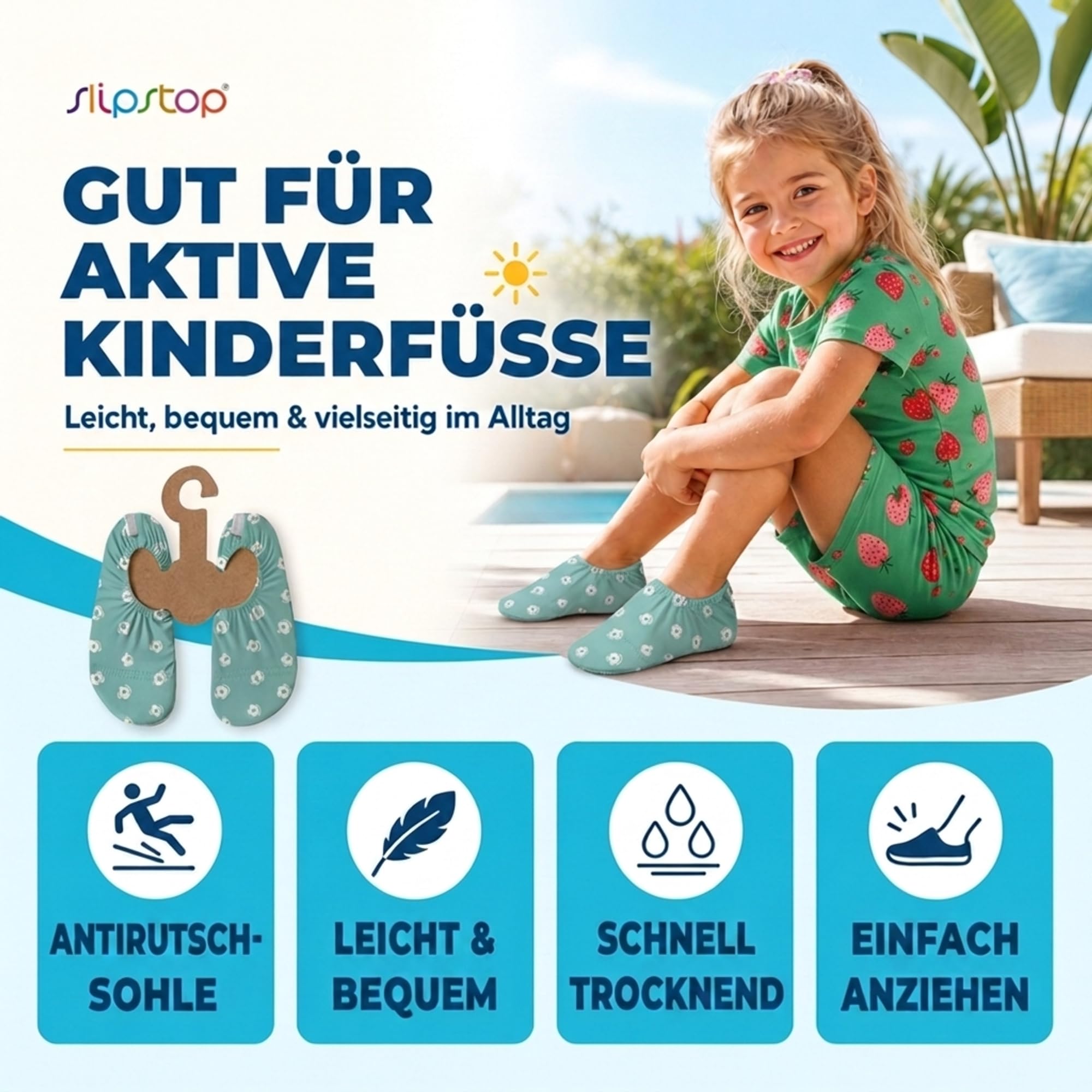 Slipstop Zapatos de playa para niños, antideslizantes, unisex, factor de protección solar 50+, Belle, 30/32 EU