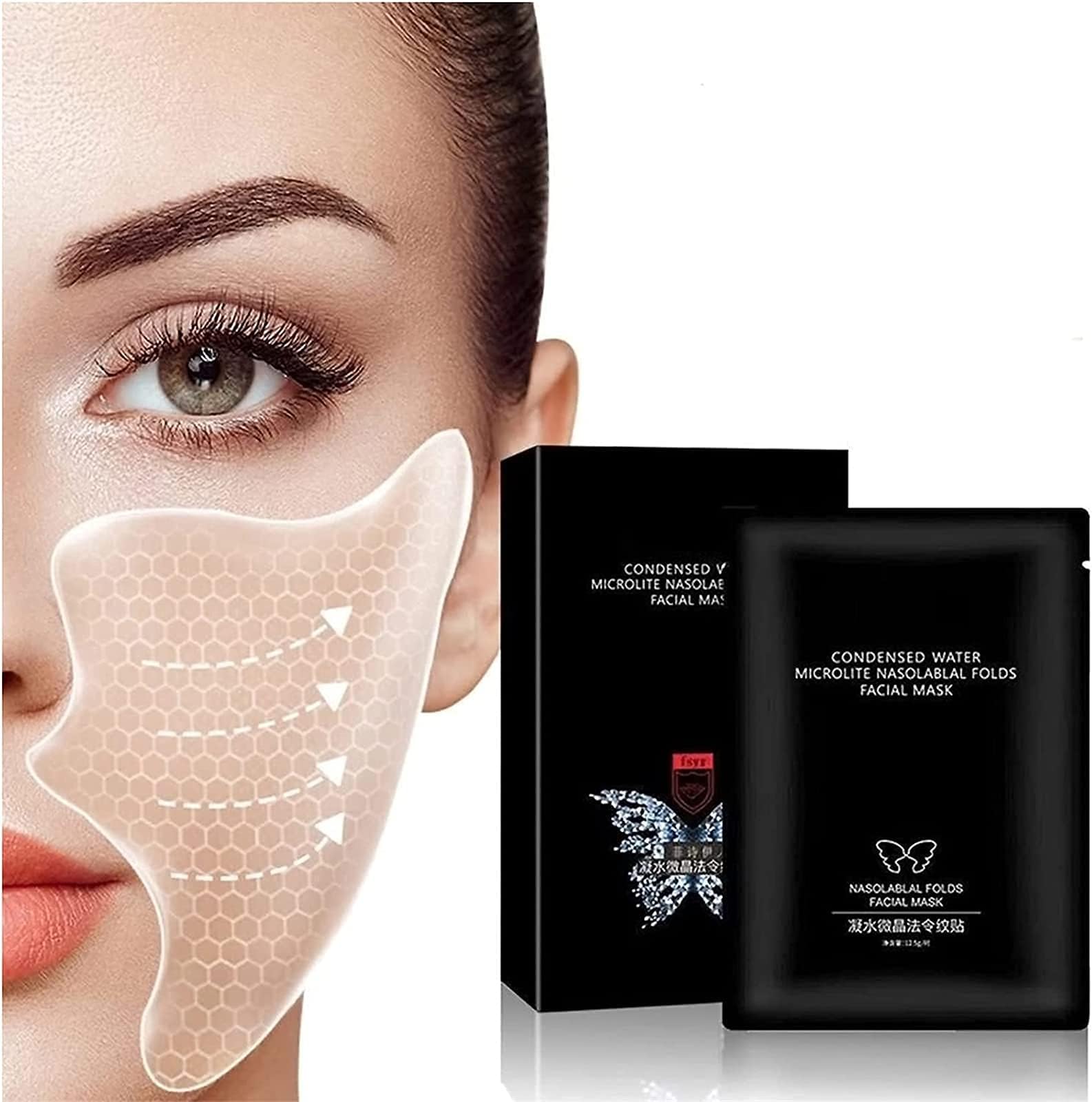 TOWELL Hyaluronic Acid Microcrystalline Lifting Decree Patch, Beauty Face Nutrition Wrinkle Removal Lift Sticker, Instant Beauty Nasolabial Folds Anti-Wrinkle Mask Anti-Aging Stickers Face (5 Pair)