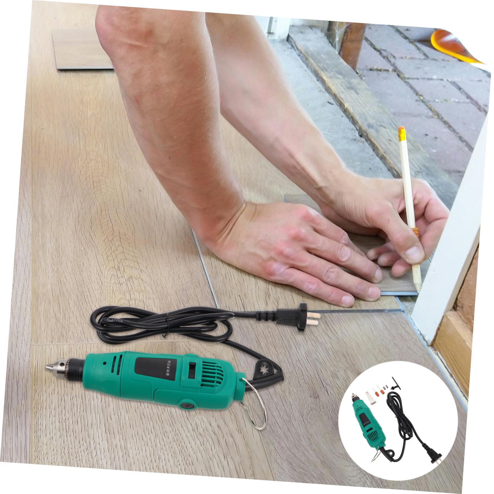 SHINEOFI Taladro Eléctrico con Cable Juego de Brocas y Cabezal de Lijado Taladro Compacto para Reparación de Cerámica Muebles y Electrónica Kit Versátil para Proyectos Domésticos y