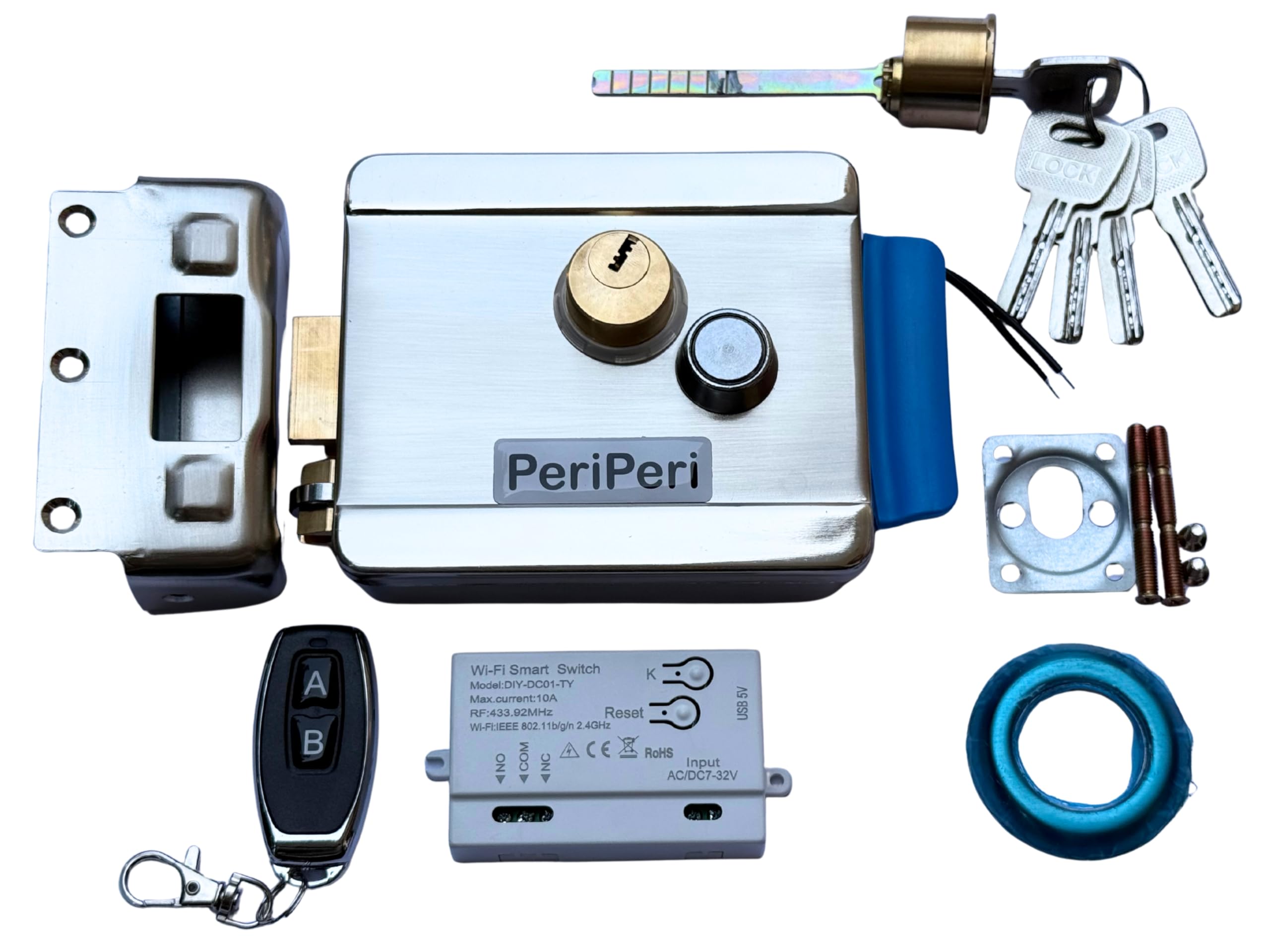 PeriPeri Stainless Steel WiFi Mobile App Control Electronic Door Lock for House, Office, Shop Indoor Outdoor Main Gate with 1 Remote Security Lock-image-6