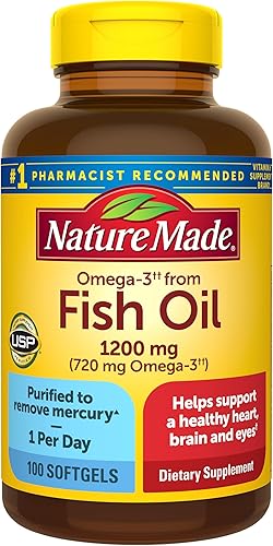 Nature Made - Suplementos de aceite de pescado Omega 3, aceite de pescado Omega 3 como ésteres etílicos 1200 mg en cápsulas blandas, suplemento de