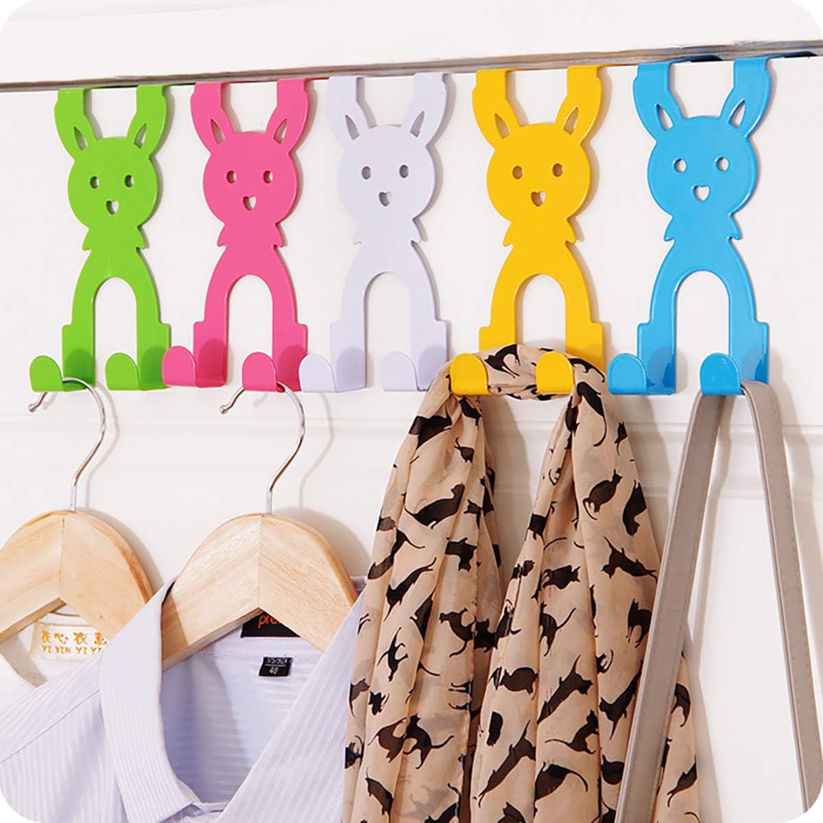 eywlwaar Cute Over The Door Hooks Sturdy Metal Single Hooks for Hanging Coats,Towels,Clothes and More 5 Pack - Image 4