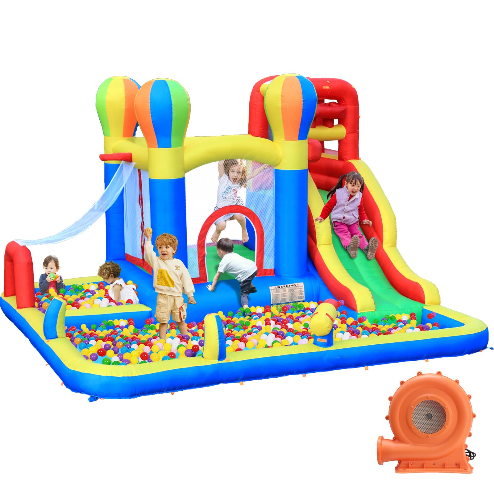 Baralir Inflatable Bounce House with Water Slide – Backyard Inflatable Water Park with 4 Sprinklers, 2 Splash Pools, Fits 5 Kids, Perfect for Summer Fun & Cooling Down