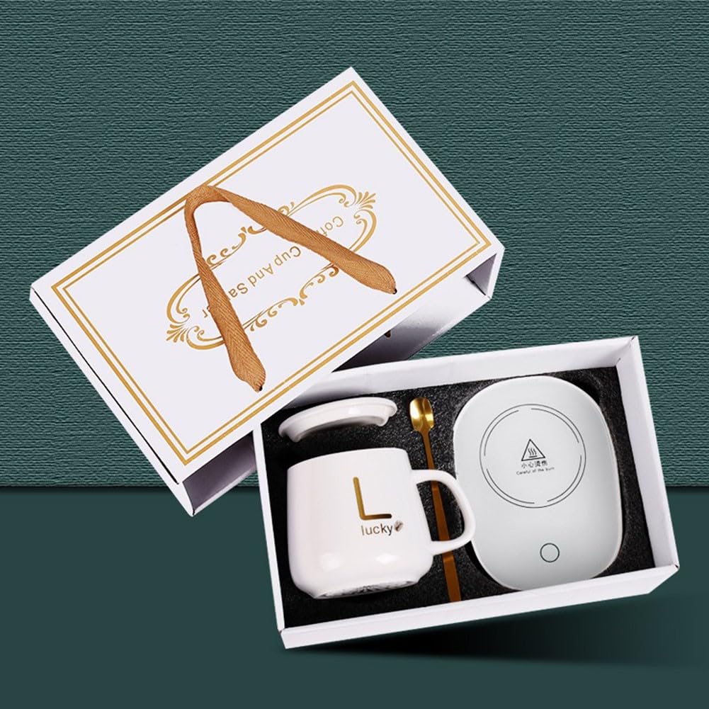 Besttoolifes Riscaldatore USB scalda-tazze con sensore di gravità termostatico a 55 °C, per tazza da caffè e tè, sottobicchiere bianco (verde)