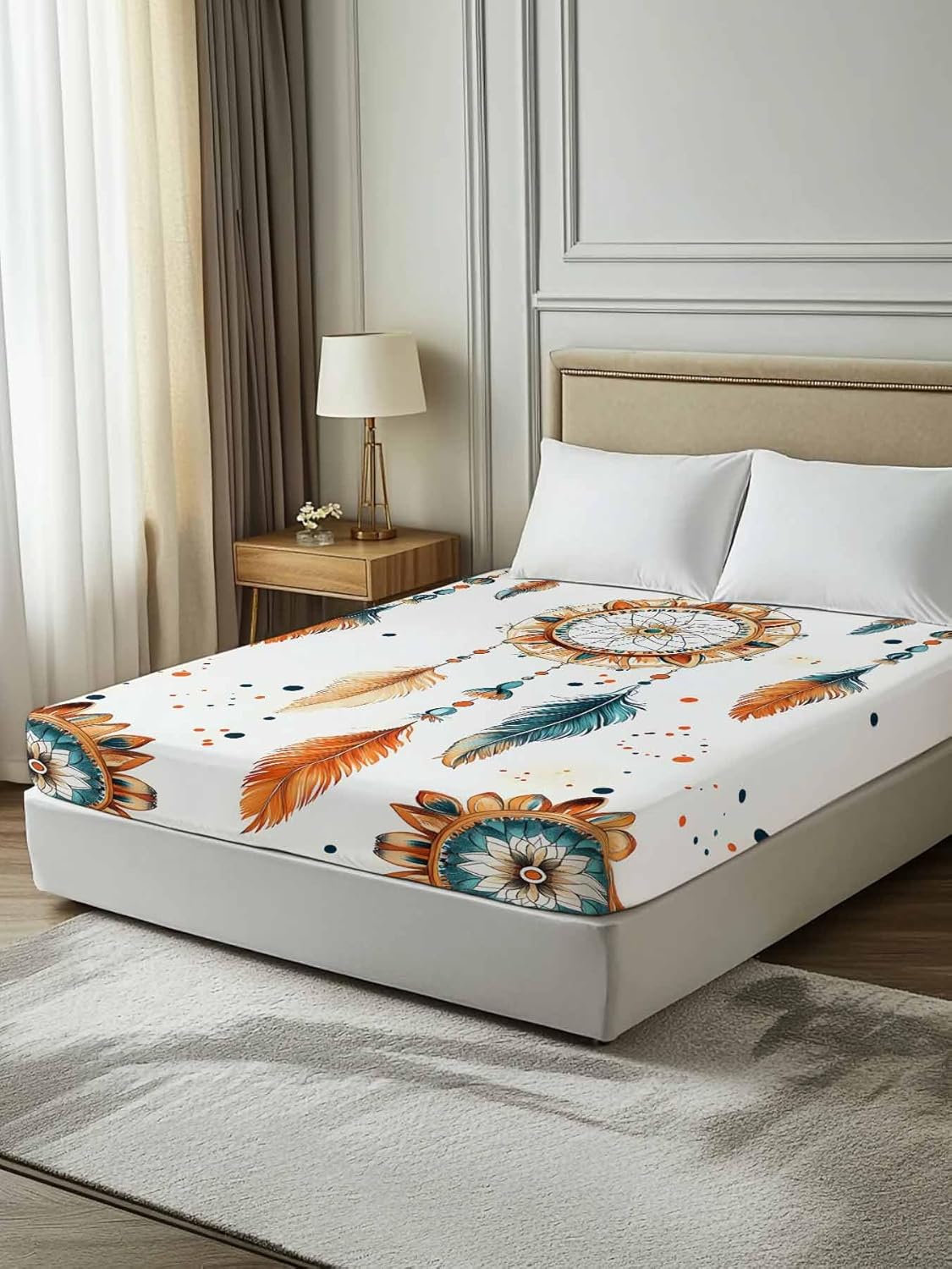 Top Sheet Full Bedding Flat Sheet Only, Retro Indian Totem Microfiber Bed Sheets Soft Breathable Bedding Flat Sheets, Abstract Ancient Patterns Hotel Luxury Top Sheets