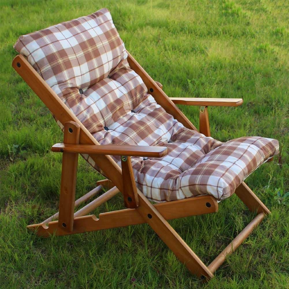Easy Chair with 3 Positions - Lounger with Cushion, Folding, Wooden, Height 100 cm, for the Home - Sofa, Armchair, Sofa, Kitchen, Living Room brown