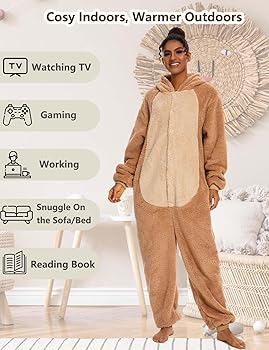 Tuta Peluche Animali Gigante - Pigiama Unisex Invernale Con Cappuccio - Ideale Per Carnevale E Natale - Foto 6
