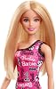 Barbie Removable, one-shoulder, pink dress and plain blonde haired doll with logo printed shoes, HRH07