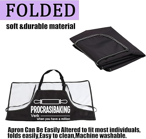 Miniatura 4 de CENWA Procrastibaking - Delantal de significado para hornear, con bolsillos, para cocinar, cocina, regalo