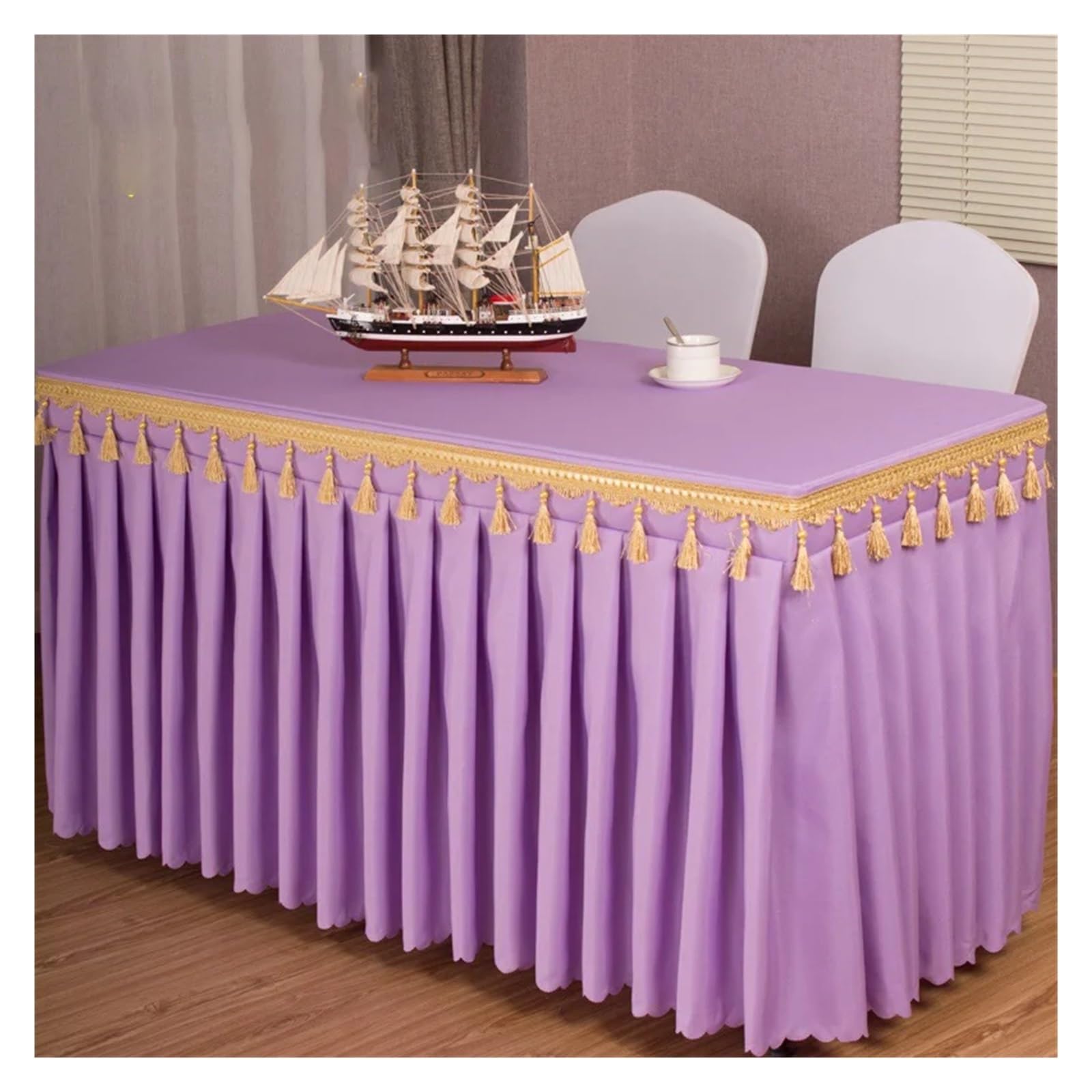 Błękitna spódnica stołowa na prostokątne stoły, idealna na baby shower, imprezy, wesela i bankiety, dekoracyjna narzuta na stół w jednolitym kolorze, 180 x 40 x 75 cm, rozmiar zastawa stołowa w