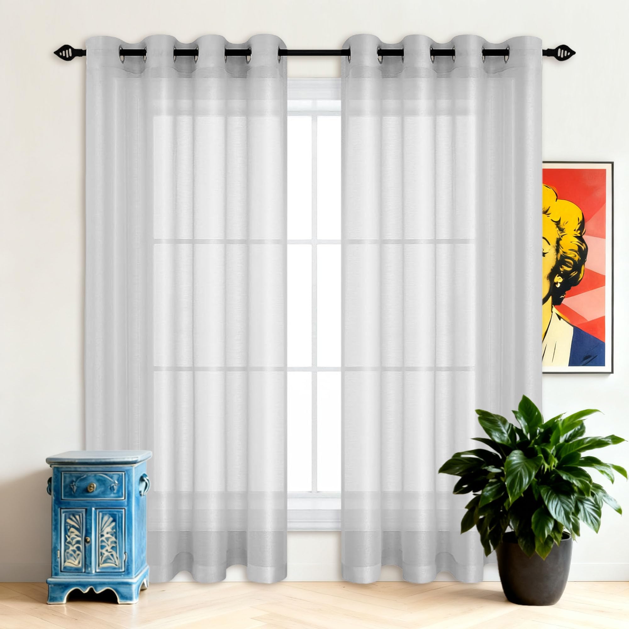 Voilage fenetre transparent gris pour illuminer votre salon avec douceur