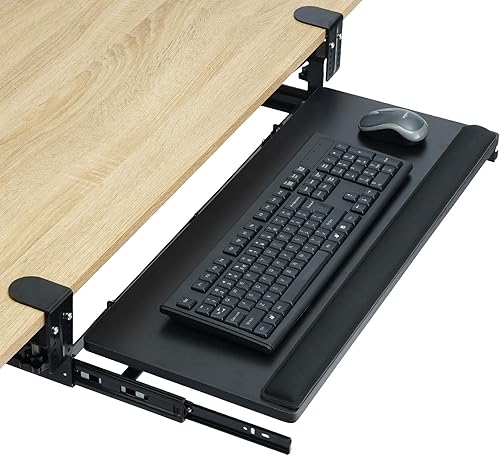 TOPSKY Bandeja ajustable para teclado debajo del escritorio, bandeja extraíble para teclado y mouse de 26.8 x 11 pulgadas con mecanismo inclinado y disponible en Yaxa Costa Rica